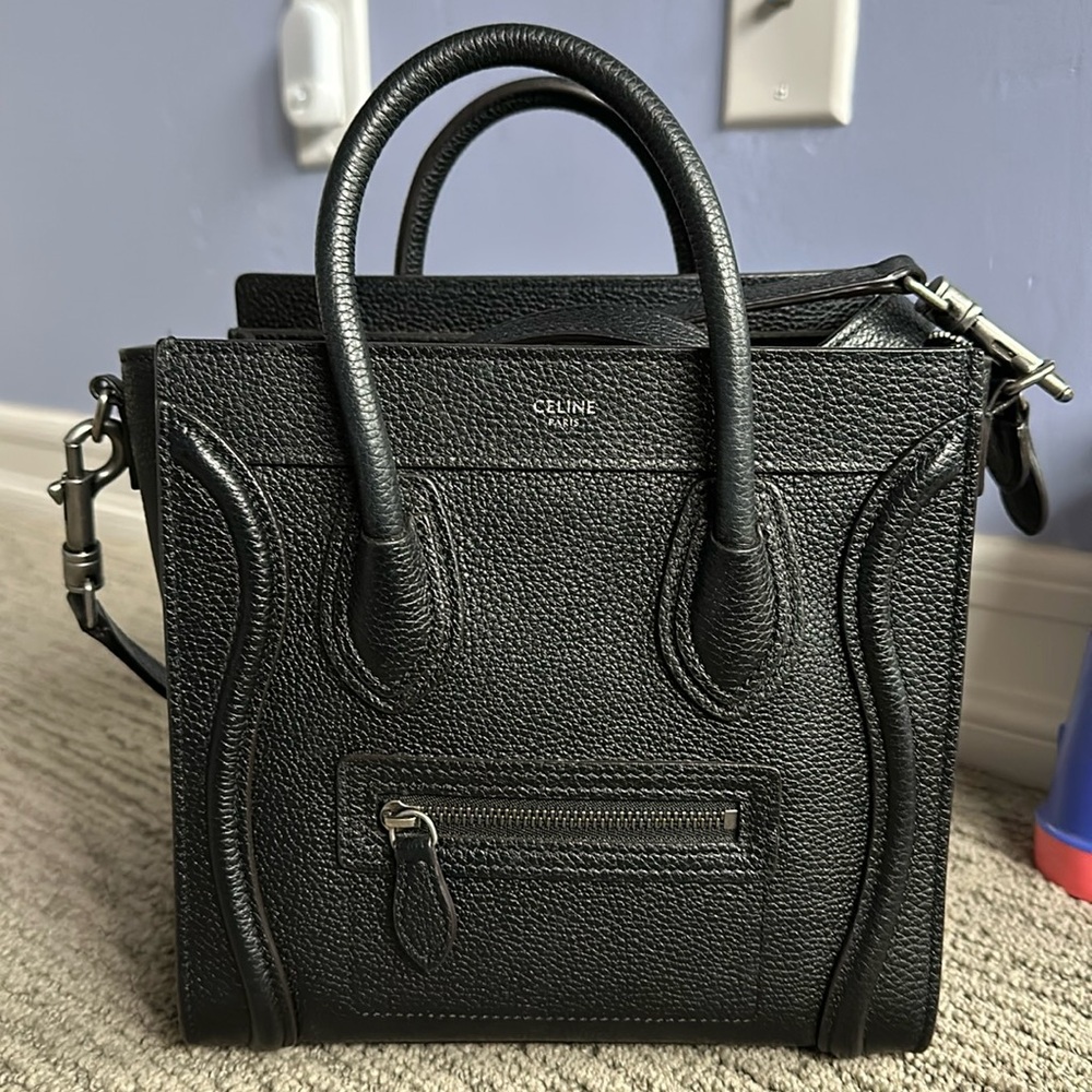Celine Nano Pebbled Black Leather